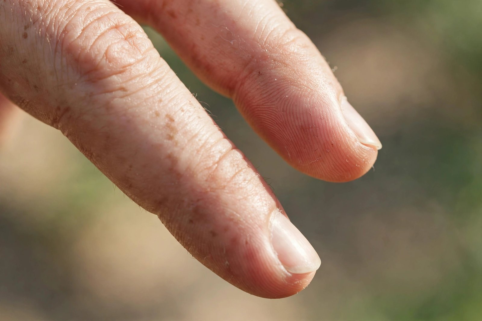 Closeup of fingers showing index and ring finger lengths