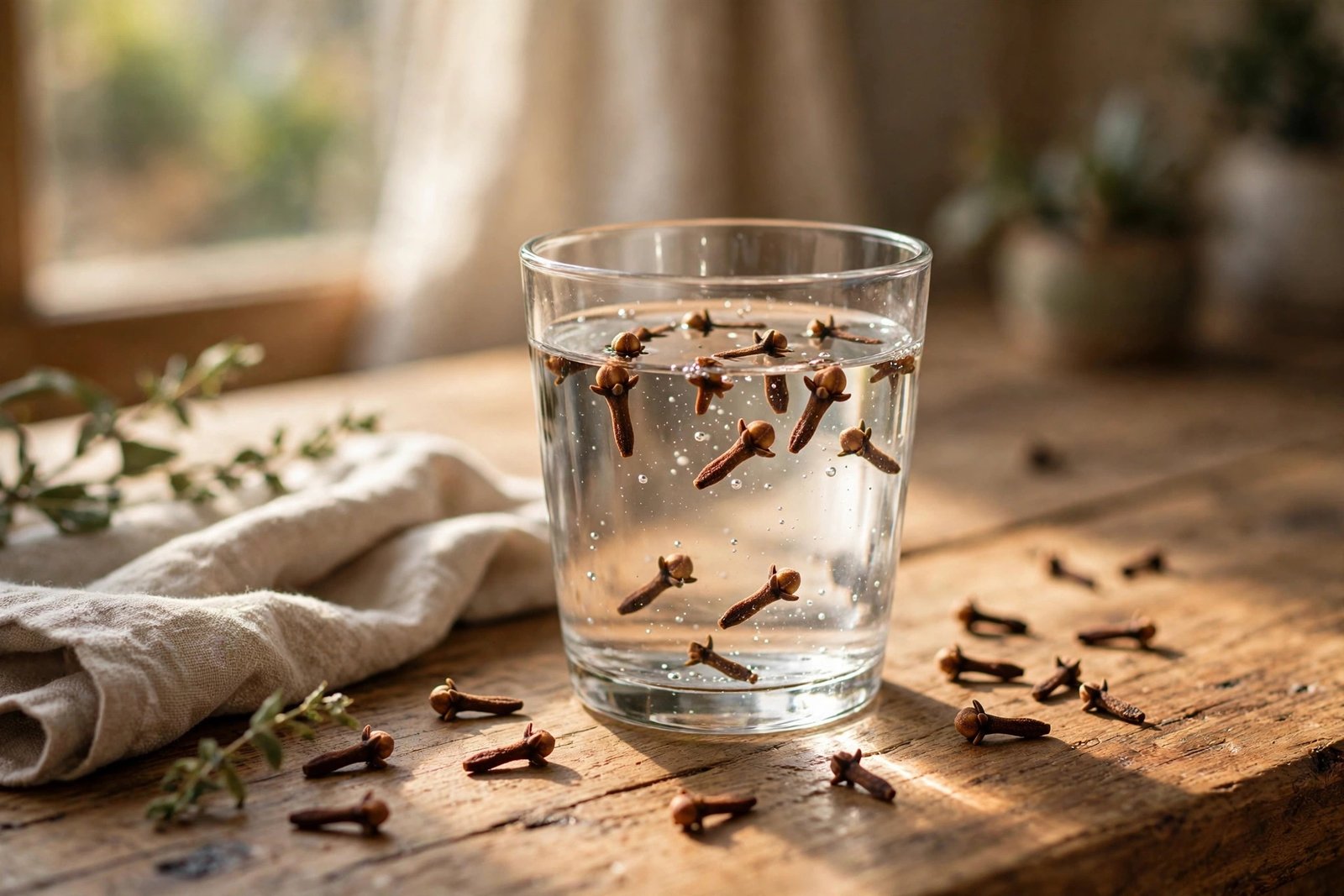 Clove water with whole cloves