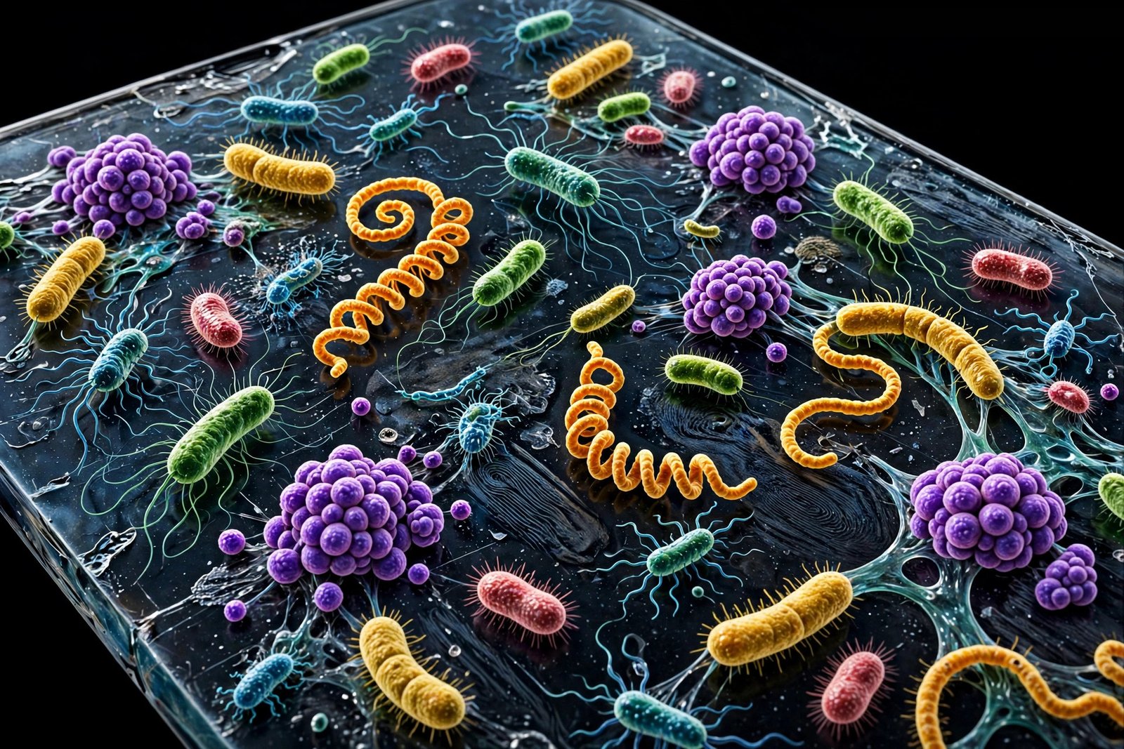 Bacteria and germs living on a phone screen