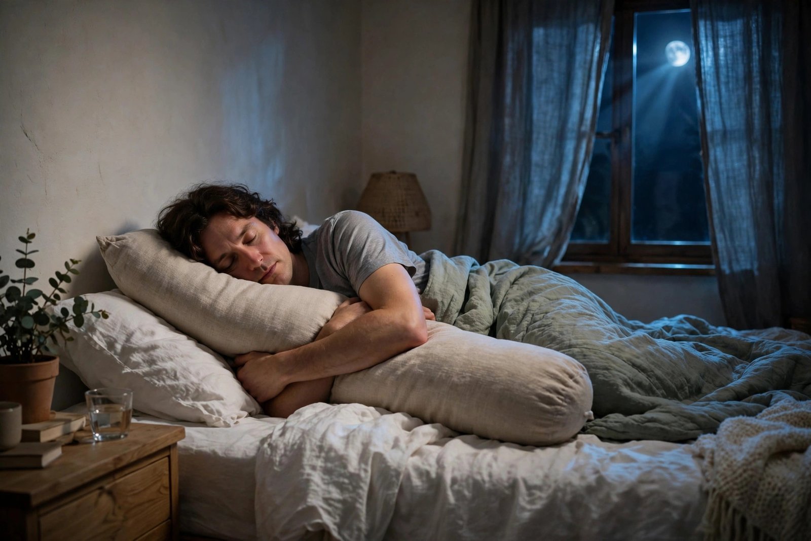 Woman sleeping comfortably on her left side